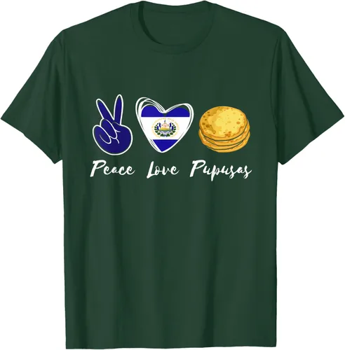 Vista 68 de Pupusas Lover Love Peace El Salvadaor Camiseta Comida Salvadoreña