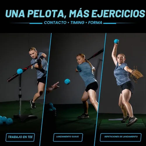 Vista 5 de GoSports 16 oz Weighted Training Softballs, 6 Pack - Choose Standard or PRO Pro - Azul