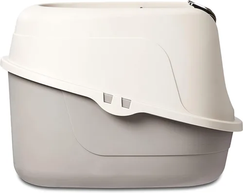 Vista 3 de Amazon Basics Caja de arena para gatos con capucha sin complicaciones, estándar, multicolor, 21 pulgadas x 16 pulgadas x 15 pulgadas