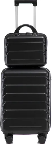 Vista 99 de Merax 3 piezas expandible ABS Hardshell equipaje Sets Spinner Wheel Maleta TSA Lock Suit Case, Apertura frontal negra, Juego de 2 piezas, Maleta