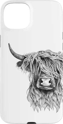 Vista 9 de iPhone 16 Highland Cow - Hand Drawn Illustration Case