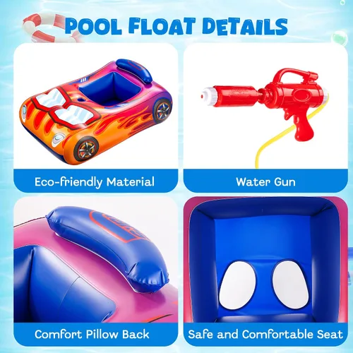 Vista 2 de Flotadores de piscina para niños con pistola de agua, flotadores inflables de piscina para niños de 3 a 8 años, juegos al aire libre, juguetes