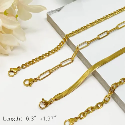 Vista 67 de Long tiantian Pulsera de oro gruesa para mujer, pulseras de oro delicadas, pulseras para mujer, pulseras apilables de eslabones de cadena
