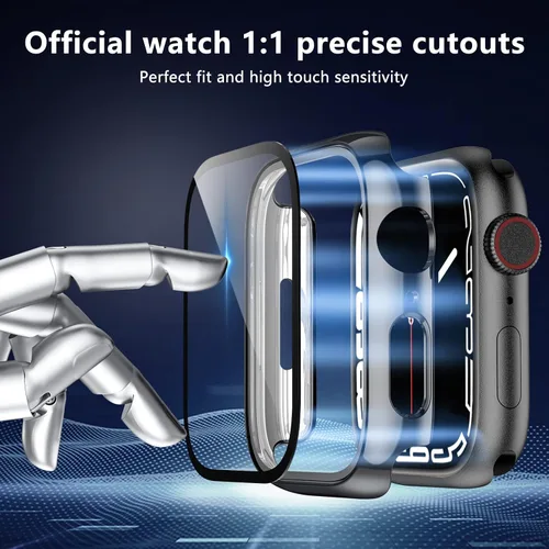 Vista 2 de GEAK Funda compatible con Apple Watch de 1.654 pulgadas, protector de pantalla templado HD de alta sensibilidad para iWatch Series 3/2/1