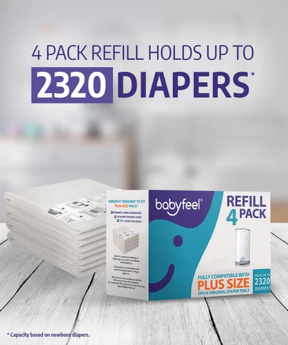 Vista 4 de Babyfeel Recambios compatibles con cubos de pañales DEKOR PLUS Paquete de 4 Exclusivo 30% de grosor extra Recambios de cubo de pañales