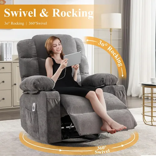 Vista 3 de Recliner Chair with Lumbar Heating & 8 Massage Points，Gray Grey