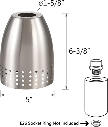 Vista 2 de Aspen Creative 21065-10-1, pantalla de níquel satinado para lámpara colgante, tamaño: 5 pulgadas de profundidad x 6-3/8 pulgadas de alto, agujero