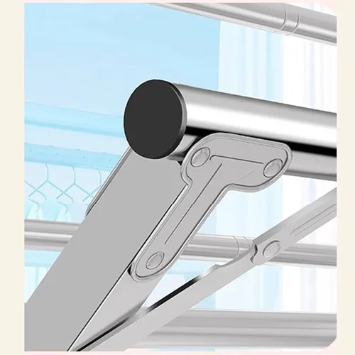 Vista 6 de Escurridor de ropa de acero inoxidable – Estante de secado de ropa plegable resistente de 5 varillas, ahorro de espacio para interiores