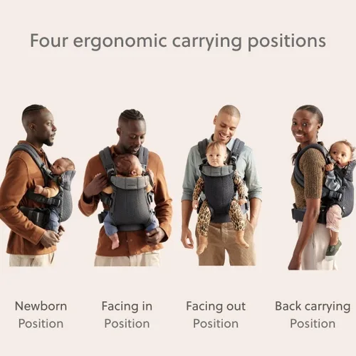 Vista 3 de BabyBjörn Portabebés Harmony, Antracita, Malla 3D Portabebés ergonómico 3-en-1; Posiciones soportadas para recién nacido, boca dentro, boca fuera
