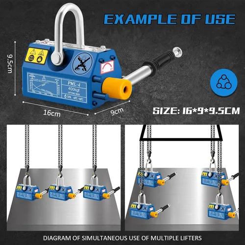 Vista 6 de Mxmoonant Alzamiento de elevación magnético permanente del imán del Capacidad de 881.8 lbs, azul, factor de seguridad 2.5X, resistente para bloque