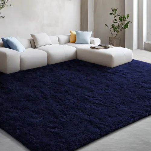 Vista 60 de EVOIONOS Alfombra Redonda Negra para Dormitorio, 4x4 Pies Alfombra de Área Circular Suave y Esponjosa para Sala de Estar, Alfombra Circular de Felpa