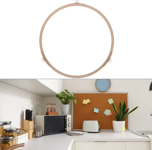 Vista 3 de Bandeja base de soporte giratorio de vidrio para horno microondas, soporte de anillo giratorio con diseño de 3 ruedas, resistente a altas