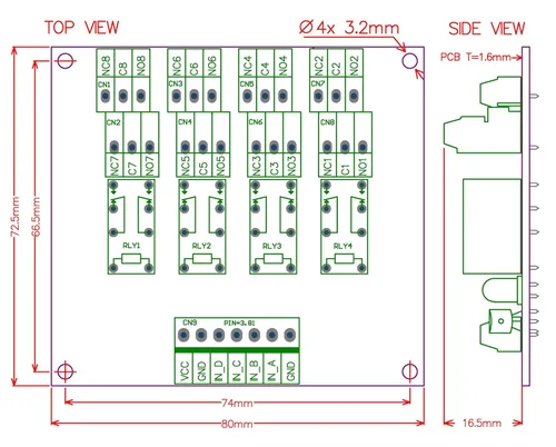 Vista 5 de Electronics-Salon Placa de módulo de relé de señal DPDT, versión DC 5V, para Arduino Raspberry-Pi 8051 PIC.