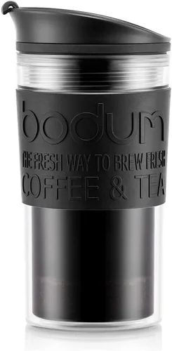 Vista 6 de Bodum Aislado 11102-01s - Pistón con tapa abatible, 0,35 litros, negro, transparente, plástico, 3.5 in