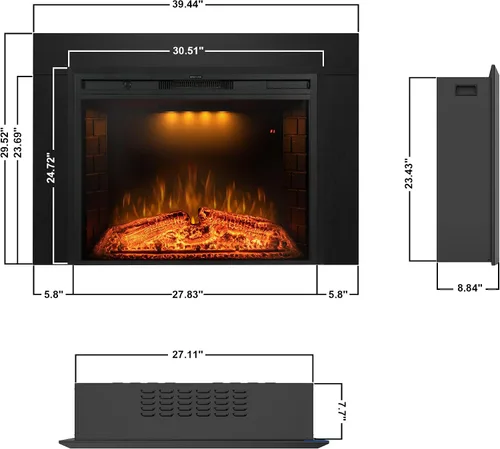 Vista 2 de Insertos de chimenea eléctrica de 30 pulgadas con kit de molduras