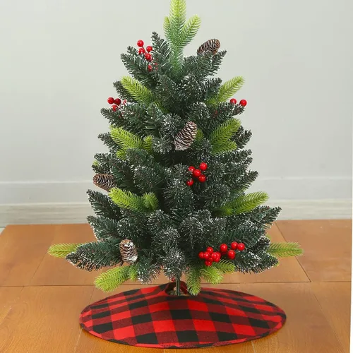 Vista 12 de Sattiyrch Falda pequeña para árbol de Navidad de 18 pulgadas, falda de árbol de Navidad rosa de piel sintética para mesa pequeña