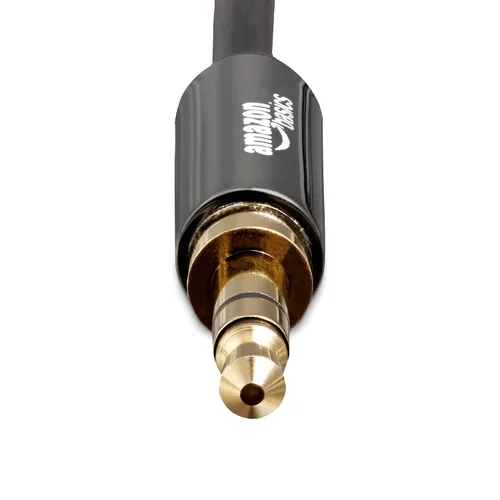 Vista 2 de Amazon Basics Cable de audio auxiliar de 3.5mm para altavoz estéreo o subwoofer con conectores chapados en oro, 4 pies, negro