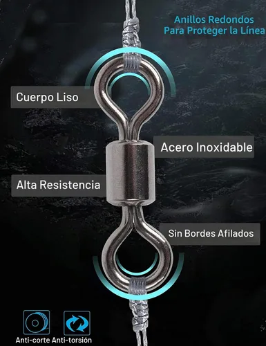 Vista 6 de Juego de giros de barril de pesca, 210 unids rodamiento de cojinete a presión conector para agua salada pesca de agua dulce