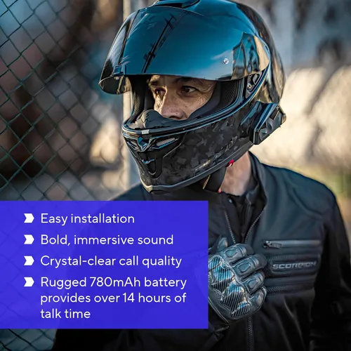 Vista 6 de EXOCOM LINK-1C Sistema de Comunicación y Comunicación de Casco de Motocicleta - Altavoces HD delgados de 40mm con intercomunicador Bluetooth +