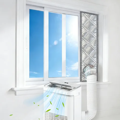 Vista 8 de Kit de ventana de aire acondicionado portátil resistente de 40 pulgadas, protector térmico de papel de aluminio reflectante, 100% opaco e