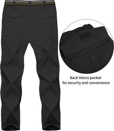 Vista 19 de Pantalones de senderismo para hombre, ligeros, transpirables, con 6 bolsillos, para verano, casual, de secado rápido, impermeables, pantalones