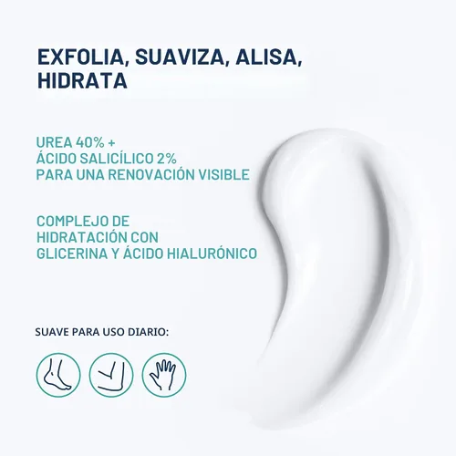Vista 3 de Crema de urea 40 por ciento para pies de máxima fuerza, crema de urea para pies y removedor de callos, crema exfoliante para talones con ácido