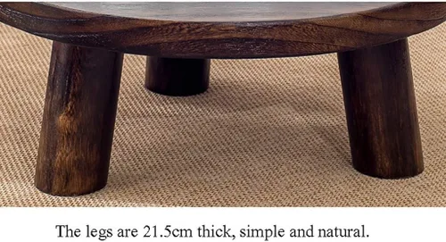 Vista 4 de Mesa de Centro Mesa de centro de estilo japonés Pequeña Mesa de centro simple Ventanas de bahía Mesa baja Mesa de té redonda de madera Mesa de té