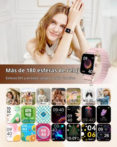 Vista 4 de Iaret Reloj inteligente para mujer, 4 bandas de 1.85 pulgadas, reloj inteligente con llamada Bluetooth, rastreador de actividad física con 100 modos