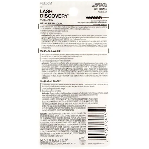Vista 3 de Maybelline New York Lash Discovery - Máscara lavable, color negro [351] 0.16 onzas (paquete de 9)