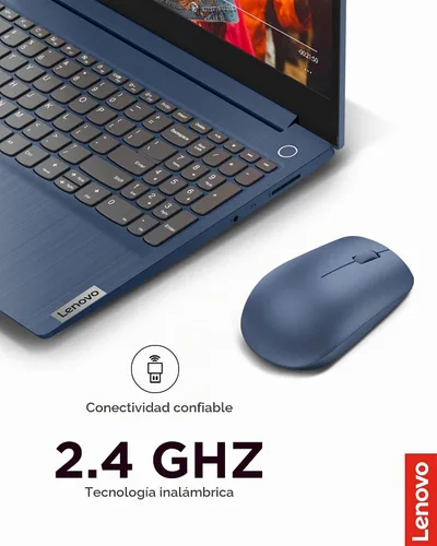 Vista 2 de Ratón inalámbrico Lenovo 530 con batería, Nano USB de 2.4GHz, sensor óptico de 1200 DPI, ergonómico para mano izquierda o derecha, ligero