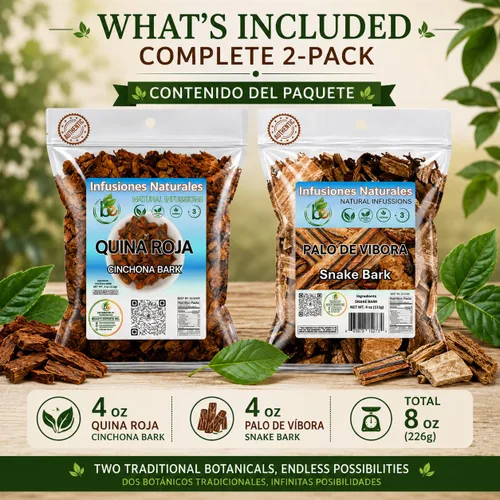 Vista 3 de BexpertsUSA - Combo de té de hierbas Quina Roja + Palo de Víbora, paquete de 2 (4 onzas cada uno/3.99 oz) - Infusión de hierbas de corteza