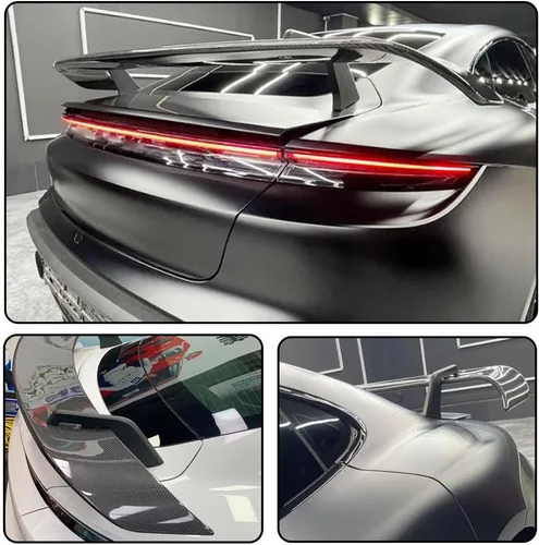 Vista 2 de Alerón de maletero de fibra de carbono real compatible con Porsche Taycan 2019-2024 Racing Rear Wing Spoiler GT Power