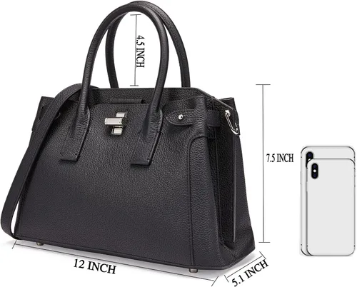 Vista 4 de Bolso de cuero para mujer, con asa superior media, con correas