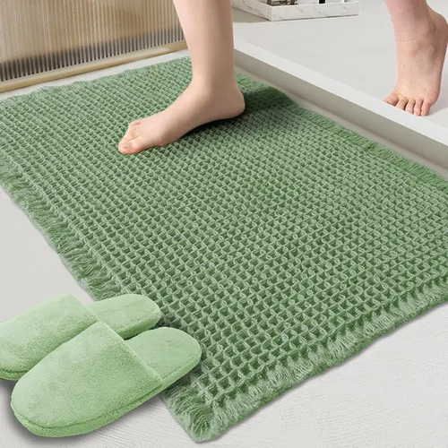 Vista 35 de ZALL - Tapete de baño de punto gofre beige, súper absorbente, antideslizante, largo, color crema, 24 x 72 pulgadas, lavable a máquina, ultra suave