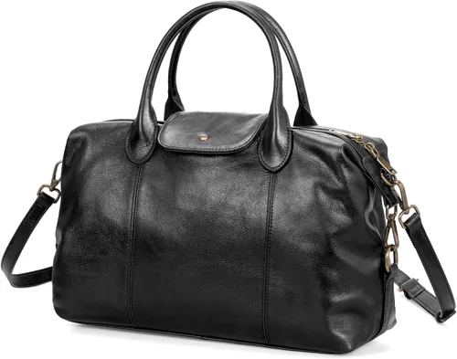 Vista 9 de befen Bolso de mano vintage de cuero genuino para mujer, bolso de mano con asa superior, bolso de cuero grande, bandolera de hombro