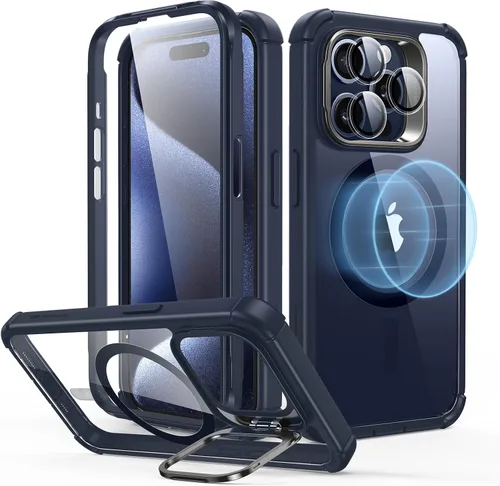 Vista 15 de ESR - Funda completa para iPhone 14 Pro Max, con soporte, MagSafe, a prueba de caídas de grado militar, protector de pantalla incorporado de vidrio