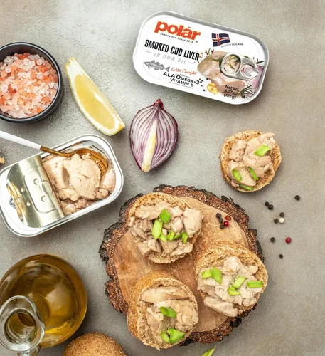 Vista 10 de MW Polar Hígado de bacalao ahumado en aceite, 4.27 onzas, capturado en la naturaleza, rico en omega-3, listo para comer, mariscos de alta calidad