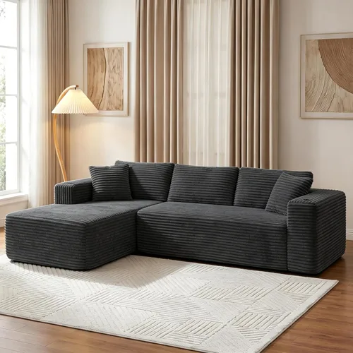 Vista 9 de JAMFLY Sofá modular de 103 pulgadas, moderno sofá tapizado en forma de L sin hueso con asiento profundo de gran tamaño, sofá sin hueso comprimido