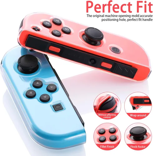 Vista 3 de Funda protectora compatible con controlador NS Joy Cons, funda transparente de TPU suave para Switch Joy-Con
