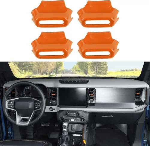 Vista 9 de Jimen Compatible con Ford Bronco 2021-2023, 4 piezas de cubierta de botón de ajuste de ventilación de aire de consola central (azul)