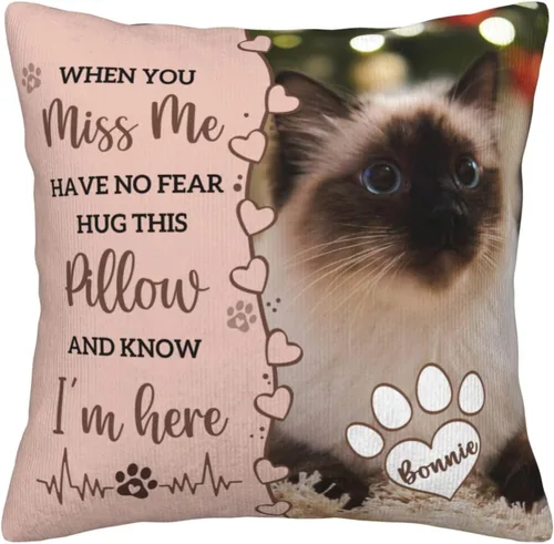 Vista 13 de Almohada Decorativa Conmemorativa Personalizada para Mascotas con Foto, Regalo de Condolencias por Pérdida de Perro/Gato, Regalos de Recuerdo
