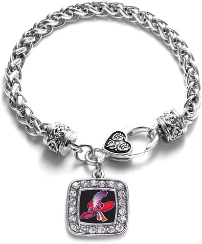 Vista 136 de Pulsera de dijes cuadrados de plata con joyería de circonita cúbica