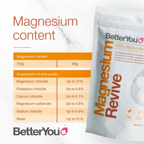 Vista 2 de BetterYou Magnesium Revive Bath Flakes - Sales de baño con magnesio - Pomelo energizante y eucalipto - Calmante muscular y salud de la piel - 1.6