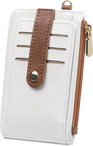 Vista 16 de SENDEFN Cartera delgada de piel con bloqueo RFID para tarjetas de crédito con bolsillo con cremallera