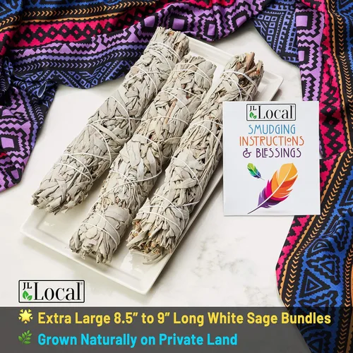 Vista 3 de Paquete de 100 varillas de incienso de salvia blanca de 9 pulgadas para limpieza, purificación, curación, meditación, yoga, bendición