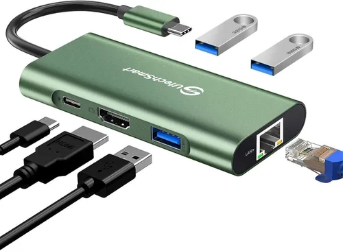 Vista 16 de UtechSmart USB C Hub,Ethernet Multiport 6 in 1 USB C to HDMI Adapter Black Negro