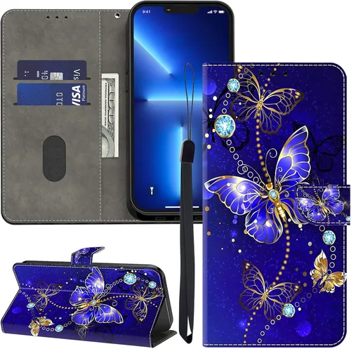 Vista 12 de ALILANG Funda para iPhone 13 Mini/iPhone 12 Mini de 5.4 pulgadas con soporte para tarjeta de crédito, funda magnética protectora de piel sintética