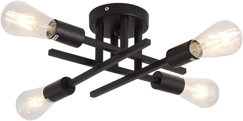 Vista 19 de ZGLAOJT Lámpara de techo semiempotrada de 4 luces, color negro mate con base E26, candelabro moderno para casa de campo, cocina, comedor