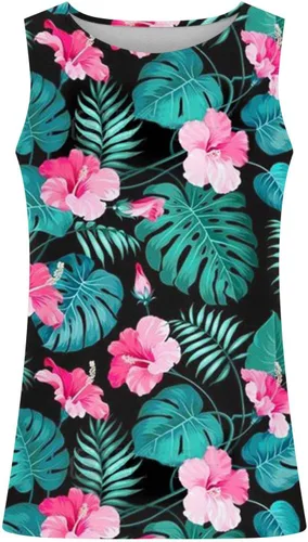 Vista 5 de Camiseta sin mangas de gran tamaño para hombre, chaleco sin mangas con estampado multicolor y cuello redondo, camiseta transpirable de moda