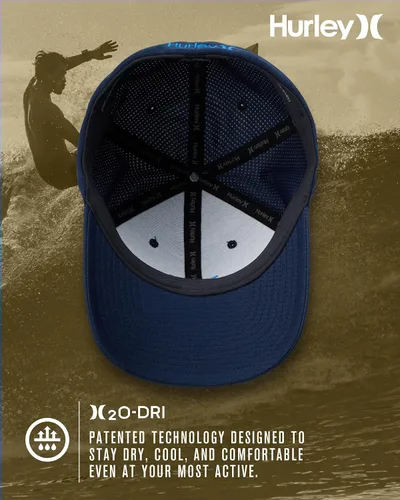 Vista 3 de Hurley Gorra de béisbol para hombre Gorra ligera de visera curvada H2O Dri ajustada para hombre